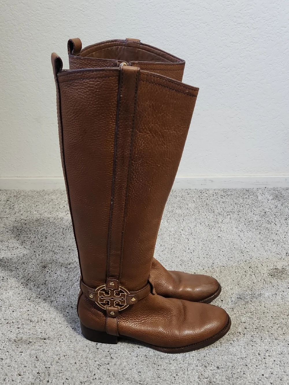 Tory Burch Amanda Riding Boots in Almond Size 7.5